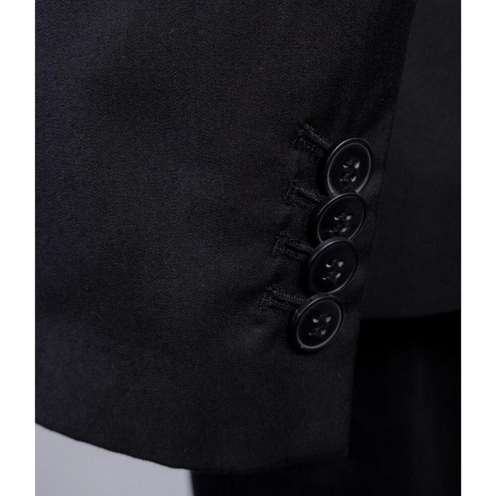 H&M Mens Blazer Jacket Size 42R Slim Fit Black Sport Coat Two Button Poly